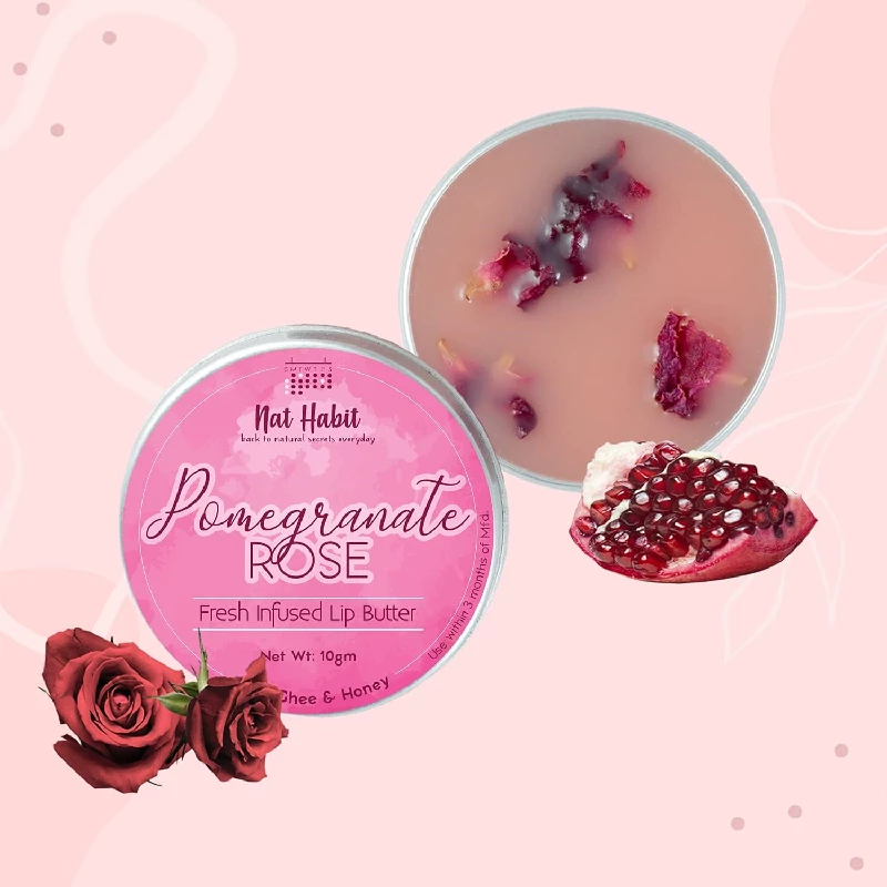 Nat Habit Fresh Infused Pomegranate Rose Lip Balm, 10 g-1.webp